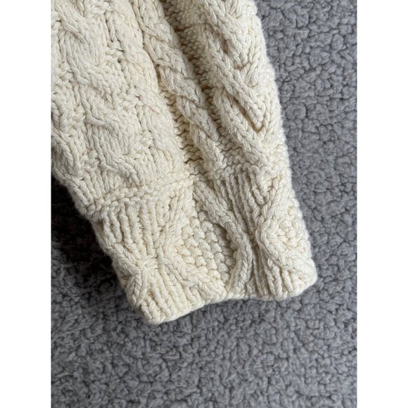 Vintage Eddie Bauer Fishman Cable Knit Sweater Crew Neck Cream Size Large Cotton - Picture 4 of 9